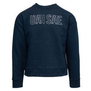 Utah State Embroidered Crew Navy Sweatshirt Women's Champion